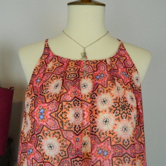 Vince Camuto Pink Orange Blue Sleeveless Spaghetti Strap Summer Top  Size XS - Picture 2 of 8